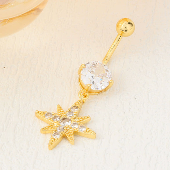 Piercing Jewelry Stainless Steel Fivepointed Star Pendant Navel Ring Electroplated