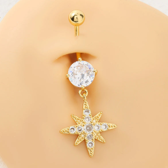Piercing Jewelry Stainless Steel Fivepointed Star Pendant Navel Ring Electroplated