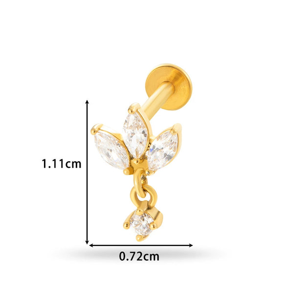 Piercing Jewelry Stainless Steel Flower Butterfly Electroplated For Women