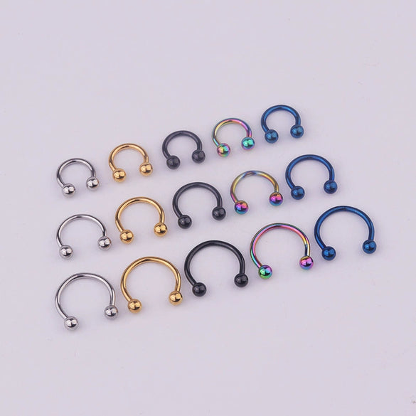Piercing Jewelry Stainless Steel Geometric Cshaped Horseshoe Ring Vacuum Plating Unisex