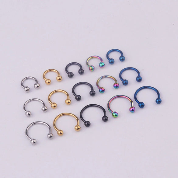 Piercing Jewelry Stainless Steel Geometric Cshaped Horseshoe Ring Vacuum Plating Unisex