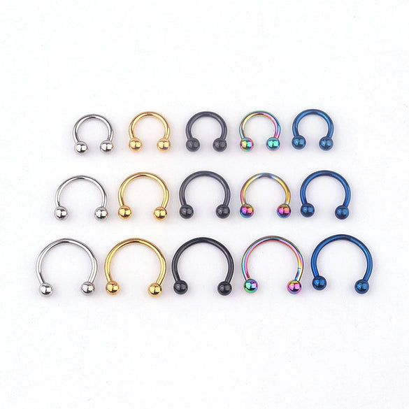 Piercing Jewelry Stainless Steel Geometric Cshaped Horseshoe Ring Vacuum Plating Unisex