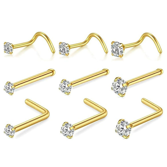 Piercing Jewelry Stainless Steel Geometric Nose Stud Nose Ring Earrings Electroplated
