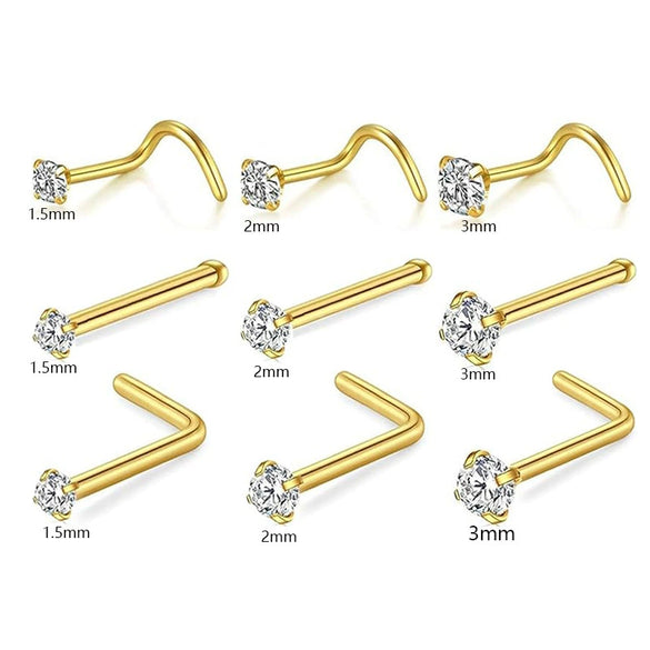 Piercing Jewelry Stainless Steel Geometric Nose Stud Nose Ring Earrings Electroplated