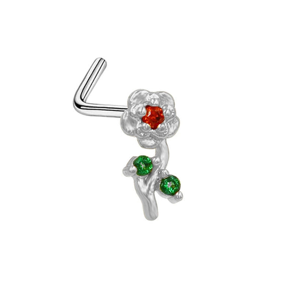 Piercing Jewelry Stainless Steel Heart Pendant Nose Ring With Diamond Design