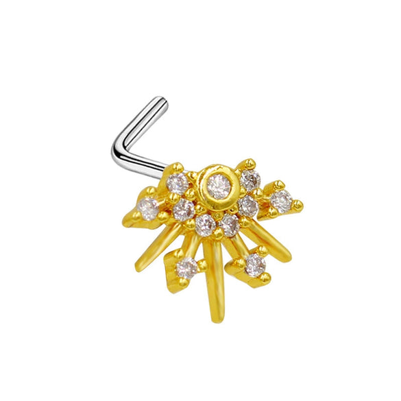 Piercing Jewelry Stainless Steel Heart Pendant Nose Ring With Diamond Design