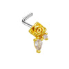 Piercing Jewelry Stainless Steel Heart Pendant Nose Ring With Diamond Design