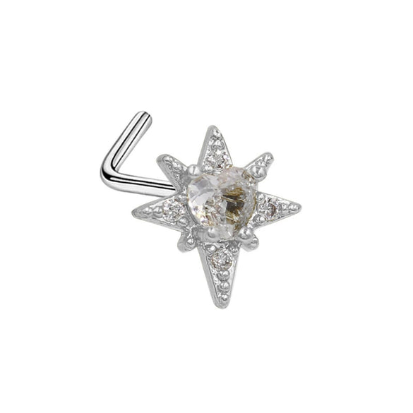 Piercing Jewelry Stainless Steel Heart Pendant Nose Ring With Diamond Design