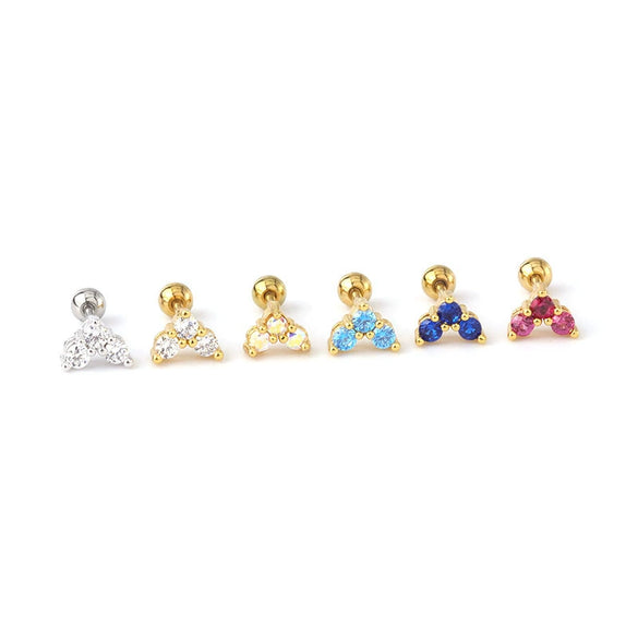 Piercing Jewelry Stainless Steel Heart Shaped Twist Ball Earrings With Electroplating