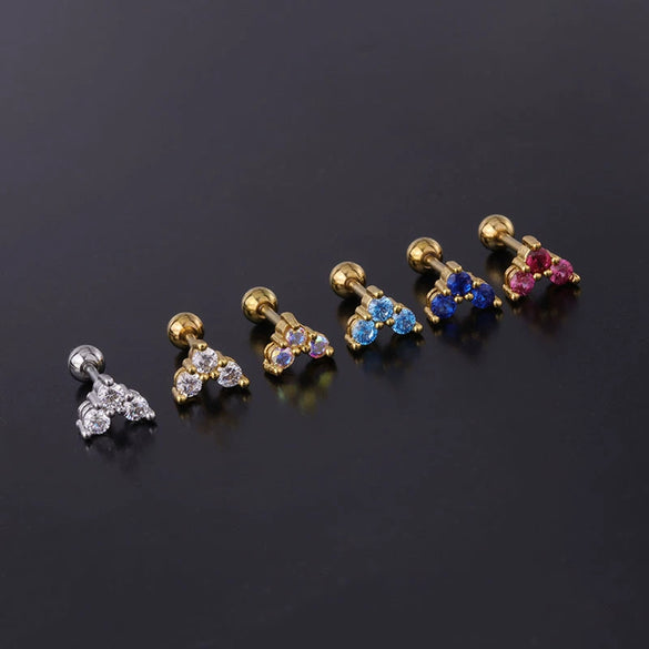 Piercing Jewelry Stainless Steel Heart Shaped Twist Ball Earrings With Electroplating
