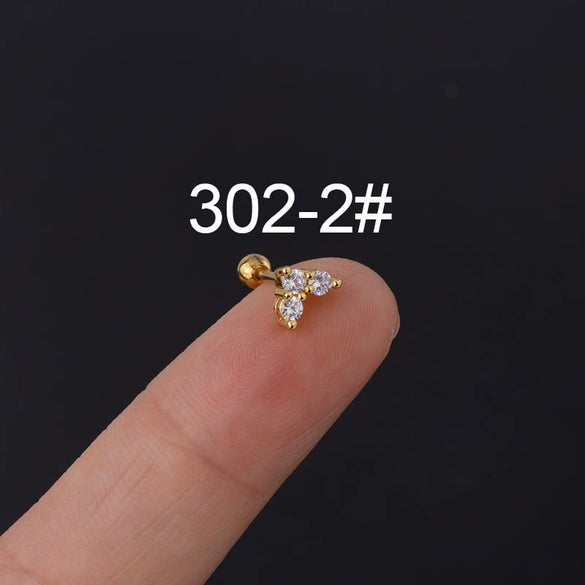 Piercing Jewelry Stainless Steel Heart Shaped Twist Ball Earrings With Electroplating