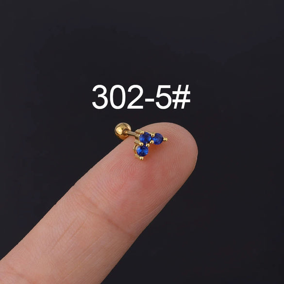 Piercing Jewelry Stainless Steel Heart Shaped Twist Ball Earrings With Electroplating