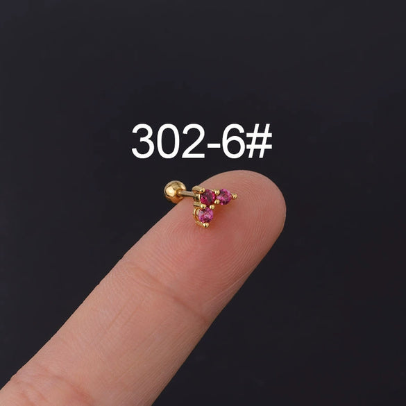 Piercing Jewelry Stainless Steel Heart Shaped Twist Ball Earrings With Electroplating