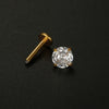 Piercing Jewelry Stainless Steel 316L Unisex Geometric Fourclaw Flat Bottom Zircon Ear Nail Lip Nail Earring Electroplated