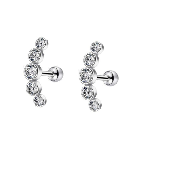 Piercing Jewelry Stainless Steel Lip Nails Zircon Earrings Ear Bone Nails With Crown Pattern Handmade