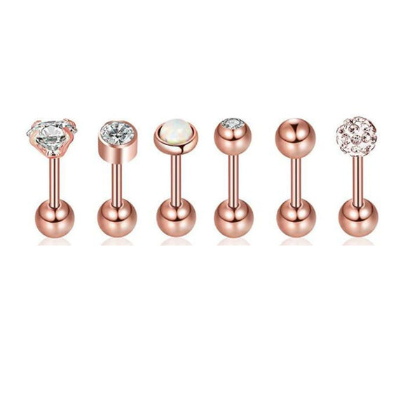 Piercing Jewelry Stainless Steel Lip Nails Zircon Earrings Ear Bone Nails With Crown Pattern Handmade