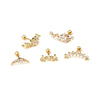 Piercing Jewelry Stainless Steel Thin Rod Ear Bone Stud Fivepointed Star Zircon Inlaid Rose Gold For Women
