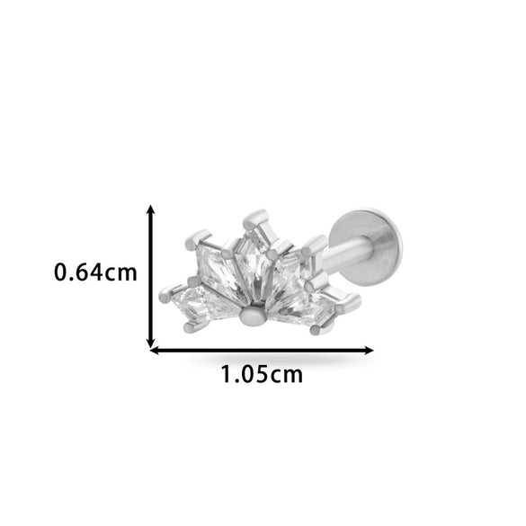 Piercing Jewelry Stainless Steel Zircon Love Crown Inner Teeth Screw Lip Nail Lever Ear Bone Nail Electroplated