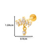 Piercing Jewelry Stainless Steel Zircon Love Crown Inner Teeth Screw Lip Nail Lever Ear Bone Nail Electroplated