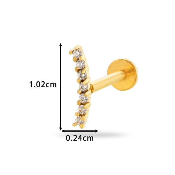 Piercing Jewelry Stainless Steel Zircon Love Crown Inner Teeth Screw Lip Nail Lever Ear Bone Nail Electroplated