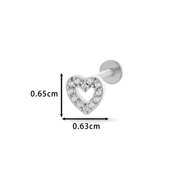 Piercing Jewelry Stainless Steel Zircon Love Crown Inner Teeth Screw Lip Nail Lever Ear Bone Nail Electroplated