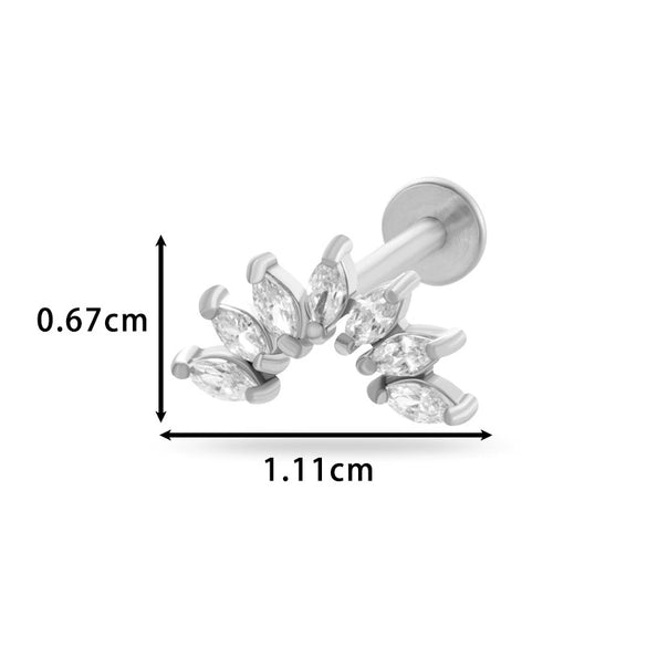 Piercing Jewelry Stainless Steel Zircon Love Crown Inner Teeth Screw Lip Nail Lever Ear Bone Nail Electroplated