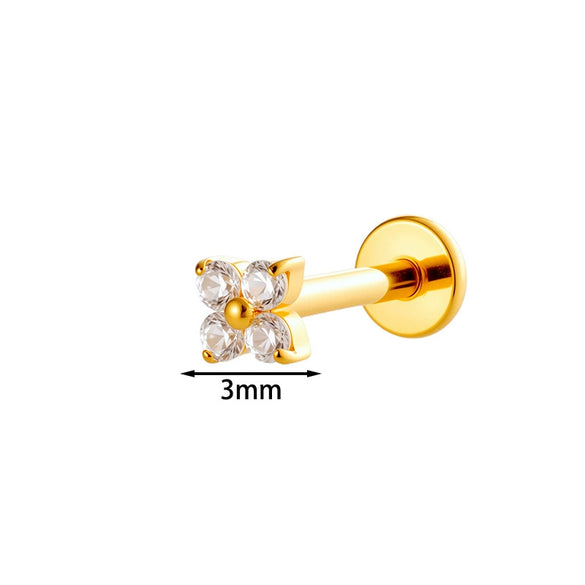 Piercing Jewelry Titanium Alloy Geometric Electroplated Small Flower Style