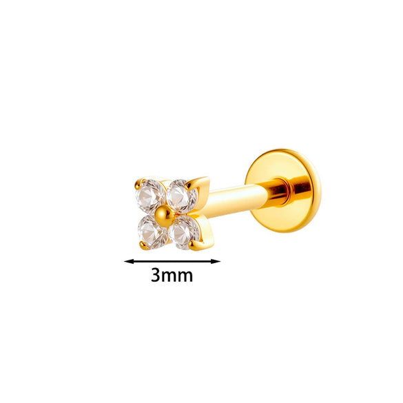 Piercing Jewelry Titanium Alloy Geometric Electroplated Small Flower Style
