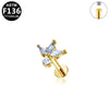 Piercing Jewelry Titanium Alloy Star Shape Electroplated Colorful Zircon