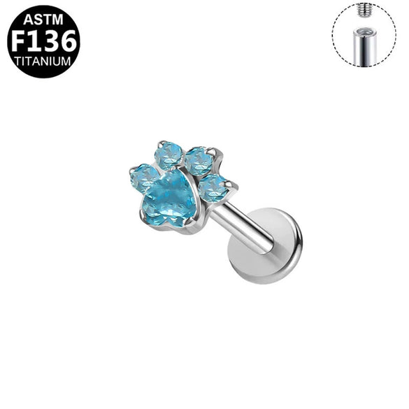 Piercing Jewelry Titanium Alloy Star Shape Electroplated Colorful Zircon