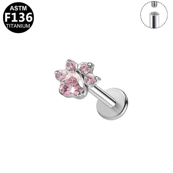 Piercing Jewelry Titanium Alloy Star Shape Electroplated Colorful Zircon