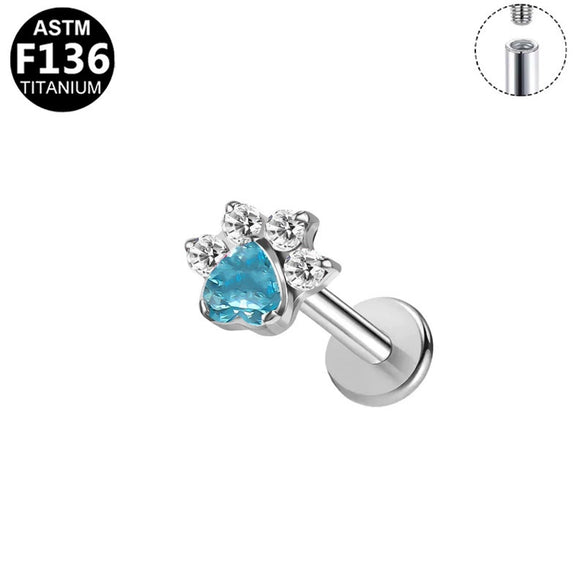 Piercing Jewelry Titanium Alloy Star Shape Electroplated Colorful Zircon