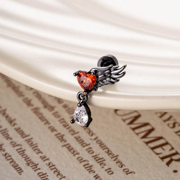Piercing Jewelry Titanium Steel Angel Wing Zirconia For Women
