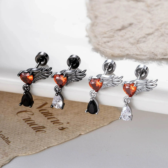 Piercing Jewelry Titanium Steel Angel Wing Zirconia For Women