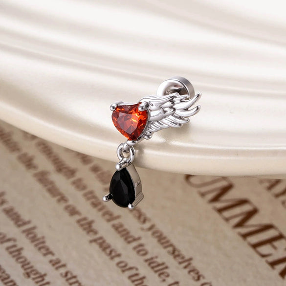 Piercing Jewelry Titanium Steel Angel Wing Zirconia For Women