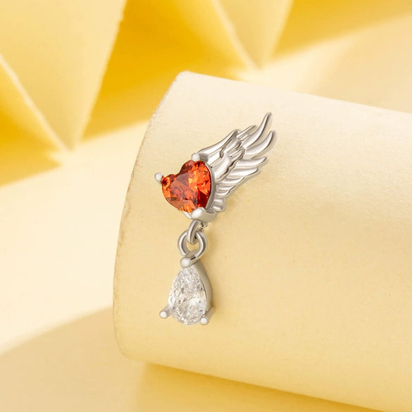Piercing Jewelry Titanium Steel Angel Wing Zirconia For Women