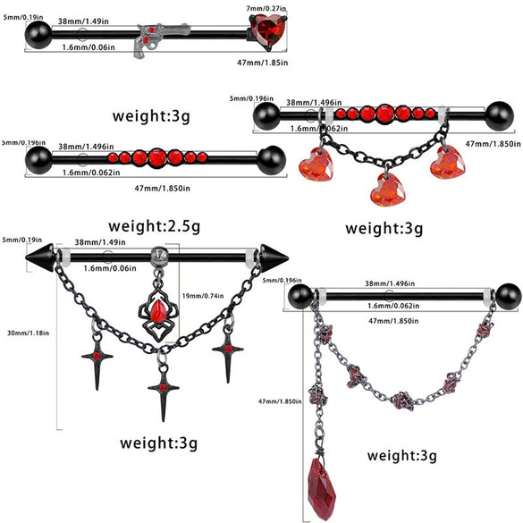 Piercing Jewelry Titanium Steel Cross Star Heart Bow Tie Shaped Electroplated