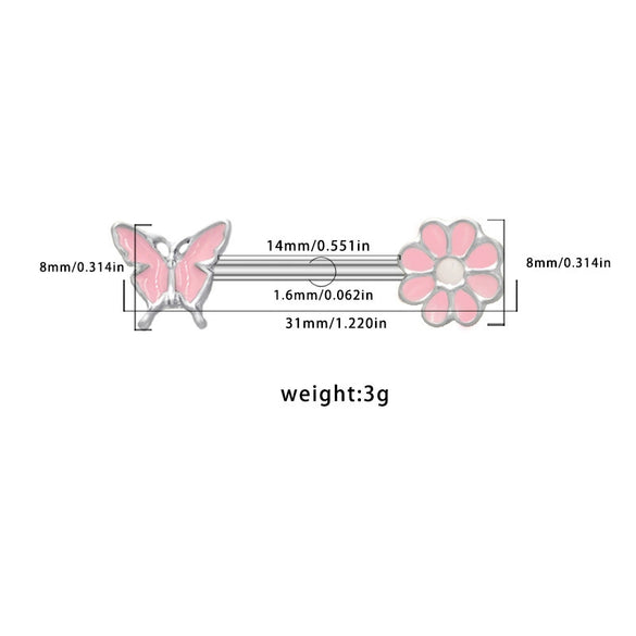 Piercing Jewelry Zinc Alloy Heartshaped Geometric Pink Zircon Breast Ring Unisex