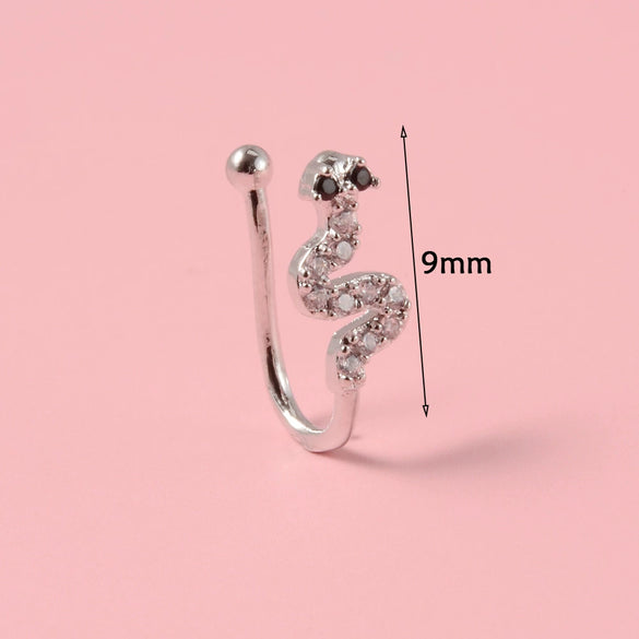 Piercing Nose Ring And Ear Clip Copper Inlaid With Flower Heart Leaf Moon Shapes Unisex Style