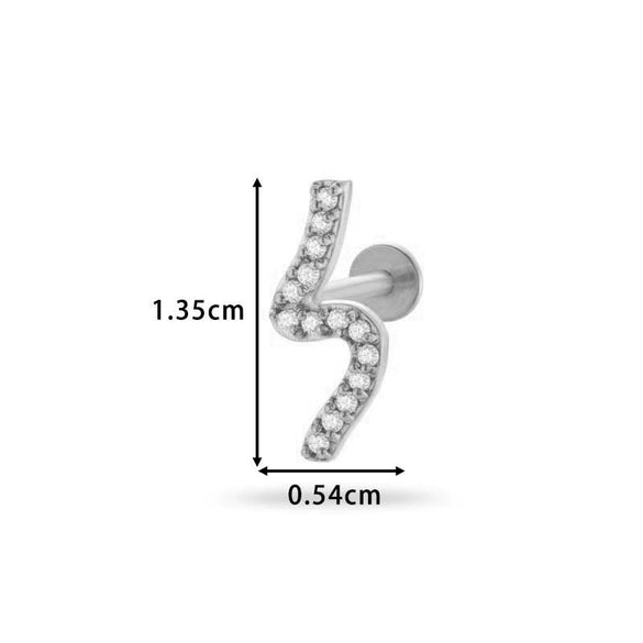 Piercing Stud Stainless Steel Copper Inlaid Zircon Cherry Cross Ear Bone For Women Electroplated