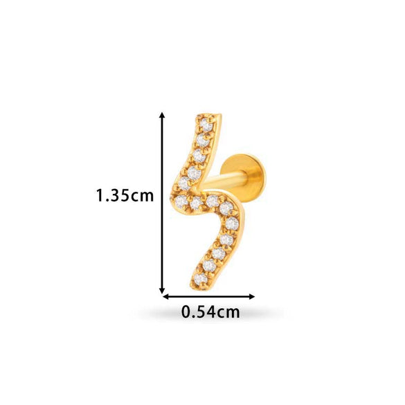 Piercing Stud Stainless Steel Copper Inlaid Zircon Cherry Cross Ear Bone For Women Electroplated