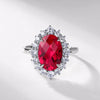 Pigeon Egg Cultivation Red Treasure Ring S925 Silver Inlay Geometric Design Fashionable Women's Ring