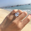 Pigeon Egg Ring Zircon 925 Sterling Silver Geometric Style Seiko