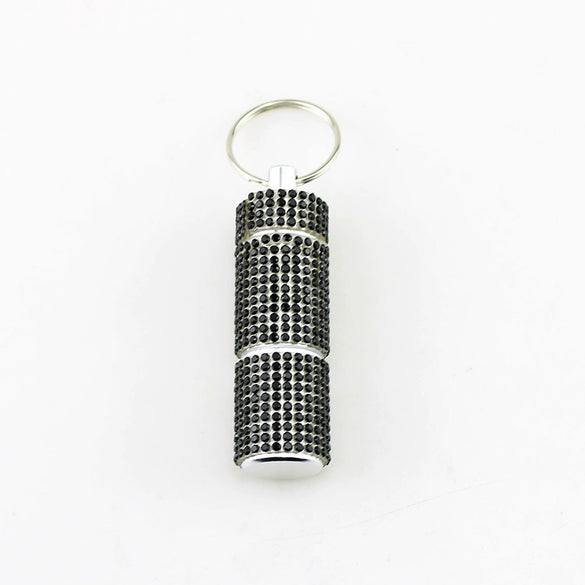 Pill Bottle Diamond Encrusted Mini 2 Section