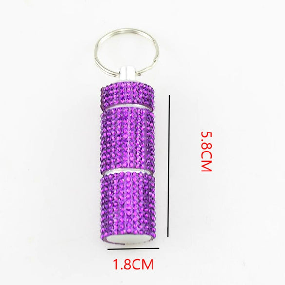 Pill Bottle Diamond Encrusted Mini 2 Section