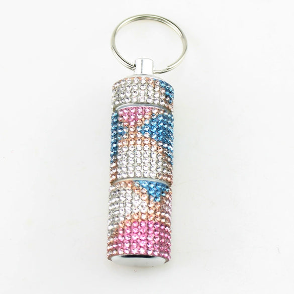 Pill Bottle Diamond Encrusted Mini 2 Section