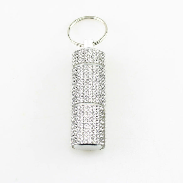 Pill Bottle Diamond Encrusted Mini 2 Section