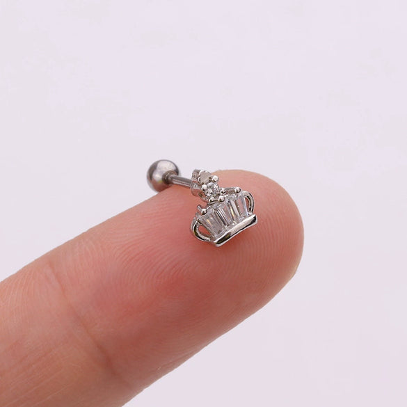 Pineapple Screw Earring Metal Inlaid Zircon Geometric Style