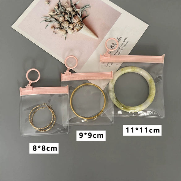 Pink Circle Zipper Buckle Dustproof Thickened Texture Eva Jewelry Bag For Earrings And Bracelet Storage Packaging