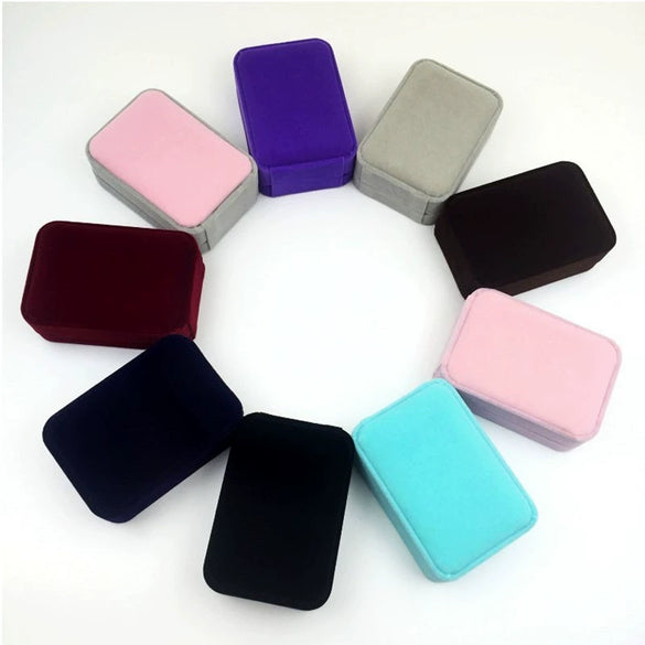Pink Flannel Jewelry Box Rounded Goose Velvet Pendant Necklace And Earrings Storage Box Solid Color Cloth Design